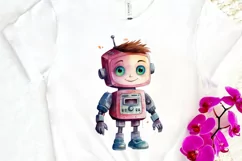 Robot Boy Watercolor Sublimation PNG Clipart Product Image 3