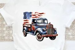 Patriotic Truck Sublimation PNG Clipart Product Image 3