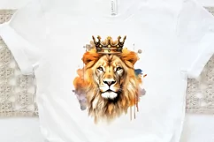 Watercolor King Lion Sublimation PNG Clipart Product Image 3