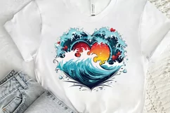 Retro Beach Heart Watercolor PNG Clipart Product Image 3