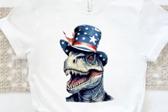 Funny 4th of July T-rex Sublimation PNG Clipart Product Image 3