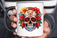 Flower Skull Stained Glass Sublimation PNG Clipart Product Image 3