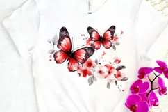Floral Red Butterfly Couple PNG Clipart Product Image 3