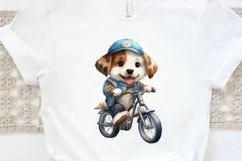 Puppy Riding Bike Sublimation PNG Clipart Product Image 3