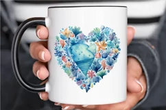 Ocean Heart Watercolor Sublimation PNG Clipart Product Image 3