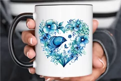 Ocean Heart Watercolor Sublimation PNG Clipart Product Image 3
