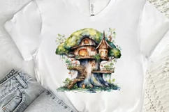 Fairy Tree House Watercolor PNG Clipart Product Image 3