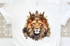 Watercolor King Lion Sublimation PNG Clipart Product Image 3