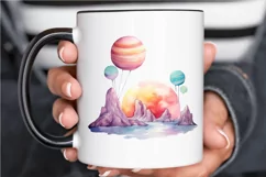 Watercolor Candy Planet Landscape PNG Clipart Product Image 3