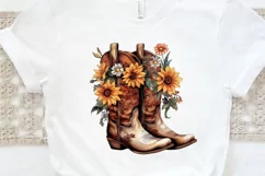 Western Floral Boots Sublimation PNG Clipart Product Image 3
