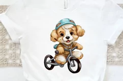 Puppy Riding Bike Sublimation PNG Clipart Product Image 3