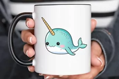 Cute Kawaii Narwhal Sticker PNG Clipart Product Image 3