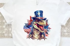 Funny 4th of July T-rex Sublimation PNG Clipart Product Image 3