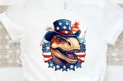 Funny 4th of July T-rex Sublimation PNG Clipart Product Image 3
