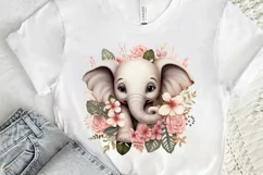 Flower Baby Elephant Sublimation PNG Clipart Product Image 3