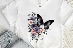 Floral Black Butterfly PNG Clipart Product Image 3