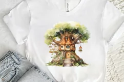 Fairy Tree House Watercolor PNG Clipart Product Image 3