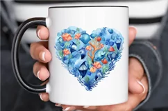 Ocean Heart Watercolor Sublimation PNG Clipart Product Image 3