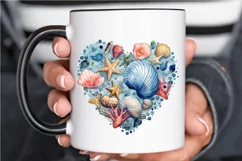 Ocean Heart Watercolor Sublimation PNG Clipart Product Image 3