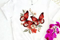 Floral Red Butterfly Couple PNG Clipart Product Image 3
