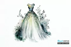 Watercolor Wedding Dress PNG Clipart Product Image 1