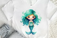 Cute Mermaid Watercolor PNG Clipart Product Image 3