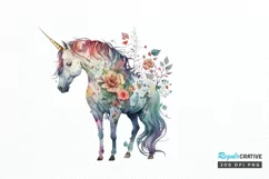 Watercolor Cute Unicorn PNG Clipart Product Image 1