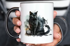 Watercolor Black Cat Nurse png clipart Product Image 3