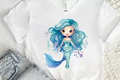 Cute Mermaid Watercolor PNG Clipart Product Image 3