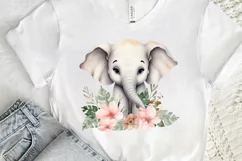 Flower Baby Elephant Sublimation PNG Clipart Product Image 3