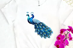 Beautiful Blue Peacock Sublimation PNG Clipart Product Image 3