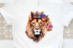 Watercolor King Lion Sublimation PNG Clipart Product Image 3