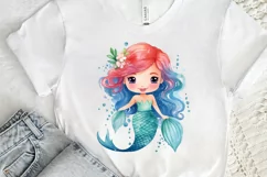Cute Mermaid Watercolor PNG Clipart Product Image 3
