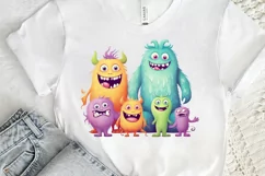 Cute Monster Family Watercolor PNG Clipart Product Image 3