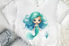 Cute Mermaid Watercolor PNG Clipart Product Image 3