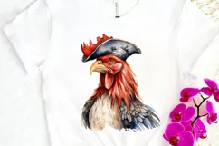 Rooster Pirate Watercolor Sublimation PNG Clipart Product Image 3