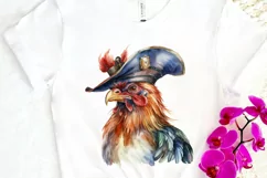 Rooster Pirate Watercolor Sublimation PNG Clipart Product Image 2