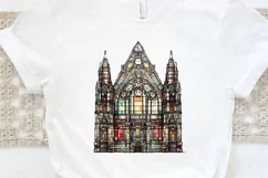 Stained Glass Old Building Sublimation PNG Clipart Product Image 3