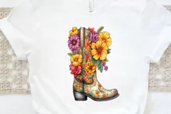Western Floral Boots Sublimation PNG Clipart Product Image 3