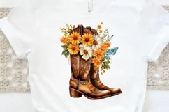 Western Floral Boots Sublimation PNG Clipart Product Image 3