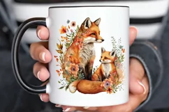 Watercolor Cute Mom And Baby Fox PNG Clipart Product Image 3