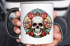 Flower Skull Stained Glass Sublimation PNG Clipart Product Image 3
