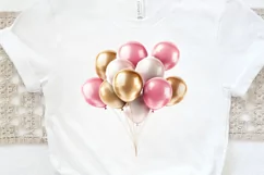 Gold Chrome and Pink Balloons PNG Clipart Product Image 2