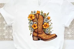 Western Floral Boots Sublimation PNG Clipart Product Image 3