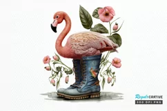 Watercolor Cute Flamingo In Boots PNG Clipart Product Image 1