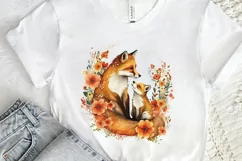 Watercolor Cute Mom And Baby Fox PNG Clipart Product Image 2