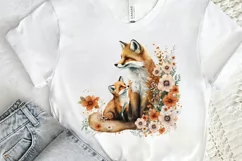 Watercolor Cute Mom And Baby Fox PNG Clipart Product Image 2