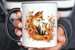Watercolor Cute Mom And Baby Fox PNG Clipart Product Image 3