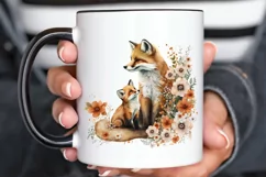 Watercolor Cute Mom And Baby Fox PNG Clipart Product Image 3