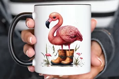Watercolor Cute Flamingo In Boots PNG Clipart Product Image 3